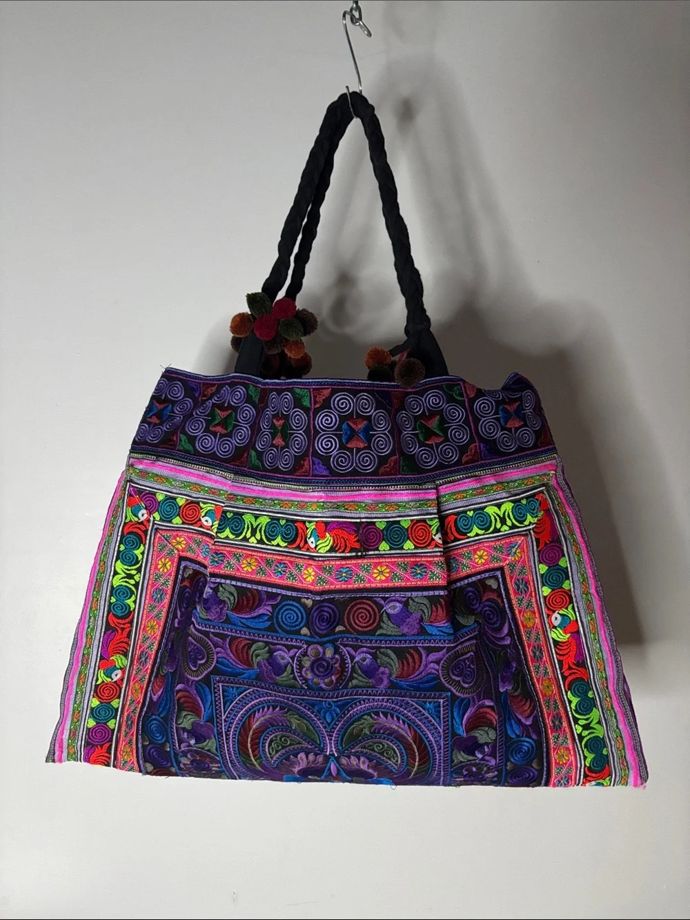 Vintage Embroidered Multi-Fabric Cotton Tote Bag Handmade in Thailand